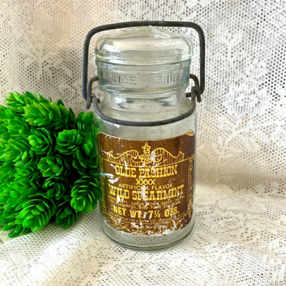 Price drop Candy Store Lidded Jar Brown Label Vintage Reduced